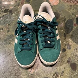 Adidas Forest Green and White Sneakers